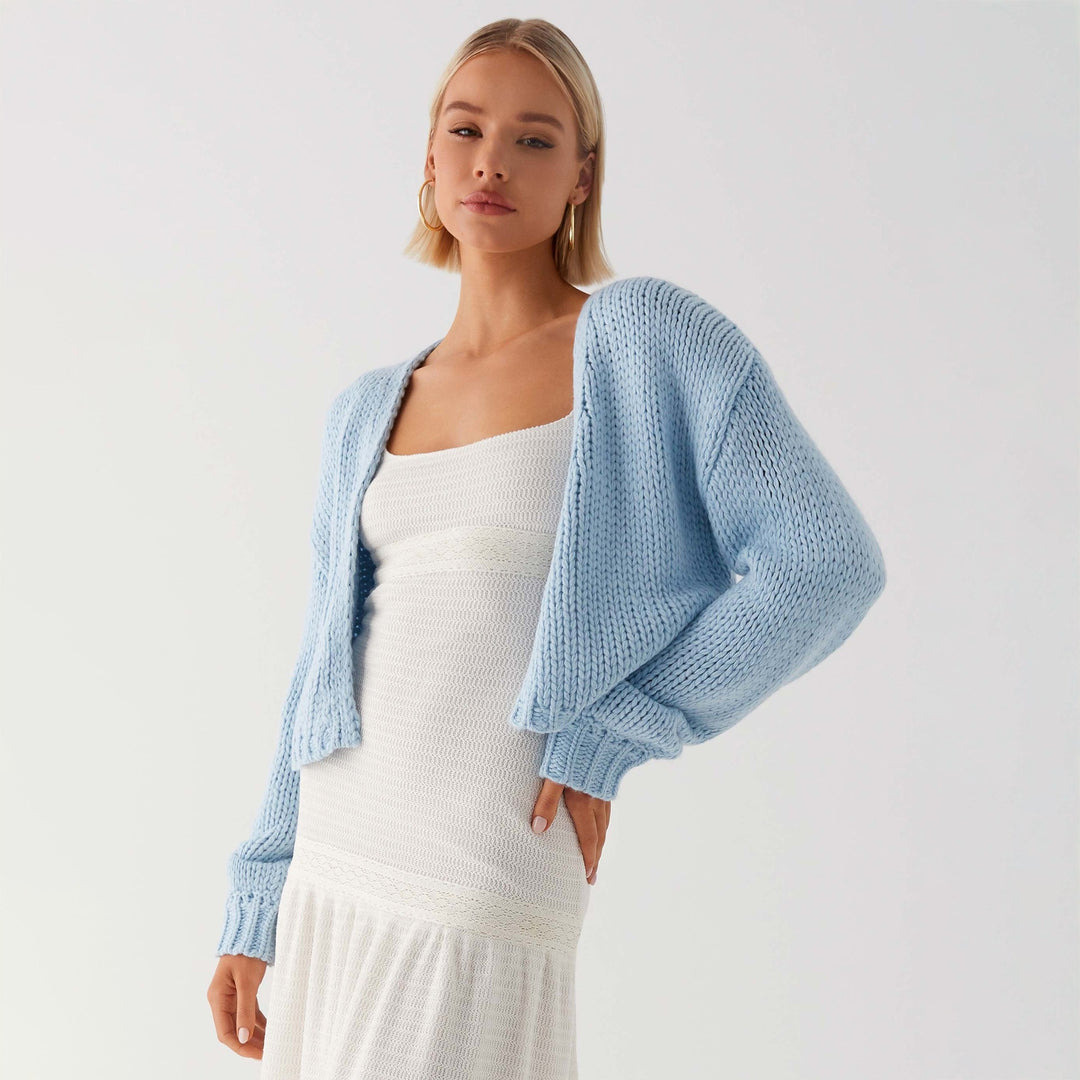 Damen Oversized Grobstrick-Cardigan mit Schalkragen und Rippbündchen EB