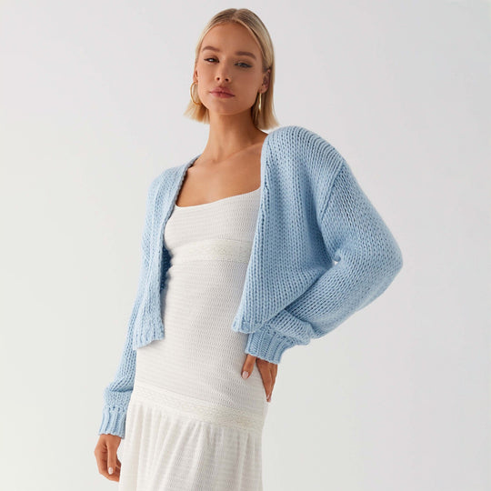 Damen Oversized Grobstrick-Cardigan mit Schalkragen und Rippbündchen EB