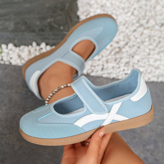 Damen Mary-Jane-Sneaker mit Klettverschluss und gepolstertem Komfortfußbett EB