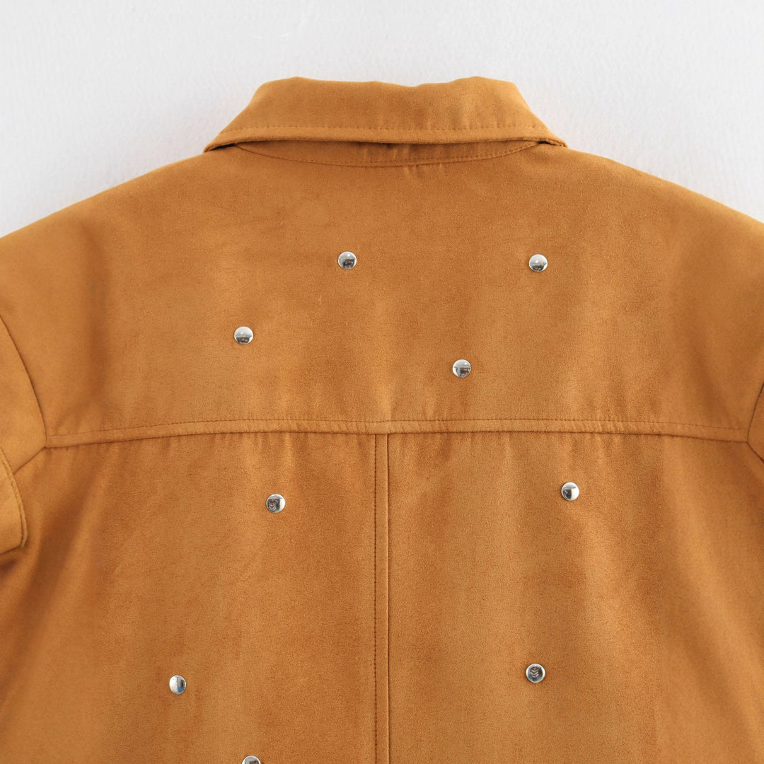 Damen modische Oversized-Jacke mit dekorativen Nieten EB