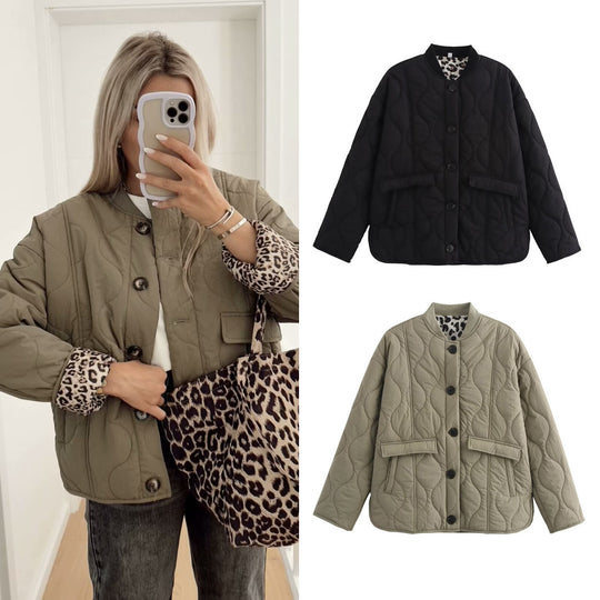 Damen Steppjacke im lässigen Oversized-Stil mit modischen Knopfdetails EB