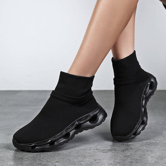 Damen Sportliche High-Top Sneaker mit elastischem Schaft und atmungsaktiver Sohle EB