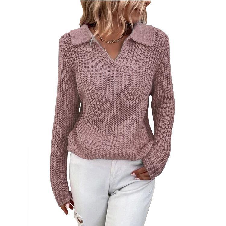 Damen Strickpullover mit strukturiertem Design und klassischem Kragen EB