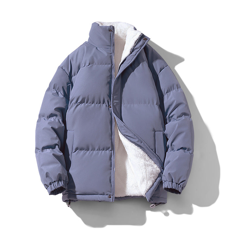 Herren kompakte Thermo-Pufferjacke mit weichem Teddyfutter, hochschließendem Stehkragen und verstellbarem Kordelzug EB