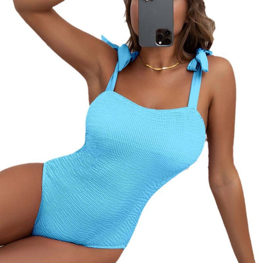 Damen Einteiler Badeanzug mit verspieltem Schleifen-Design und figurformendem Schnitt EB