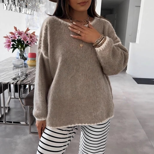 Damen Übergroßer Strickpullover mit luftigen Ärmeln EB