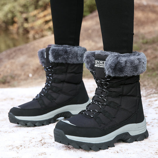 Damen Winterstiefel mit kuscheligem Kunstfellkragen und rutschfester Sohle EB