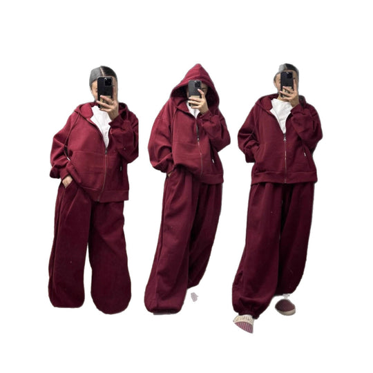 Damen nan übergroße Kapuzenjacke mit Reißverschluss und weite Jogginghose Lounge Set EB