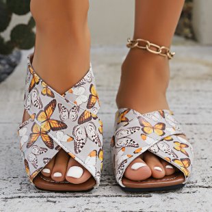 Damen Faltbare Sandalen mit floralem Muster EB