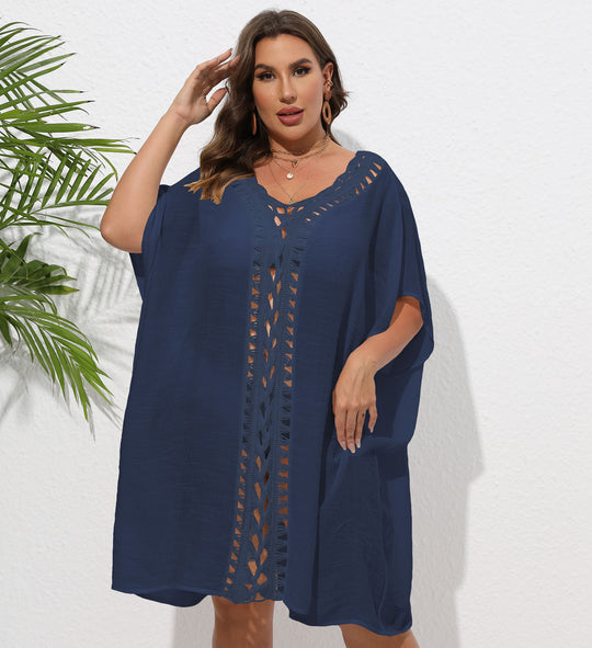Damen Luftiger Strandkimono mit dekorativer Häkelspitze EB