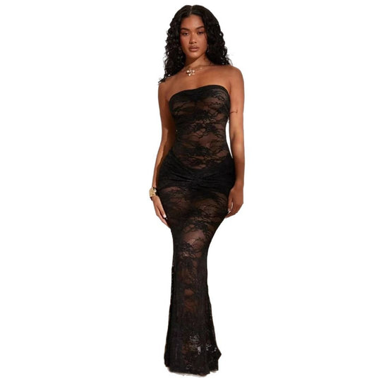 Damen Sexy Spitzenkleid mit figurbetontem Schnitt EB