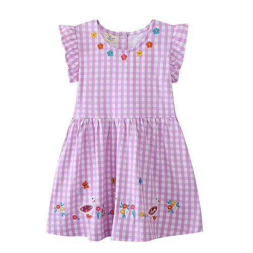 Mädchen Sommerkleid mit liebevollen Blumenstickereien EB
