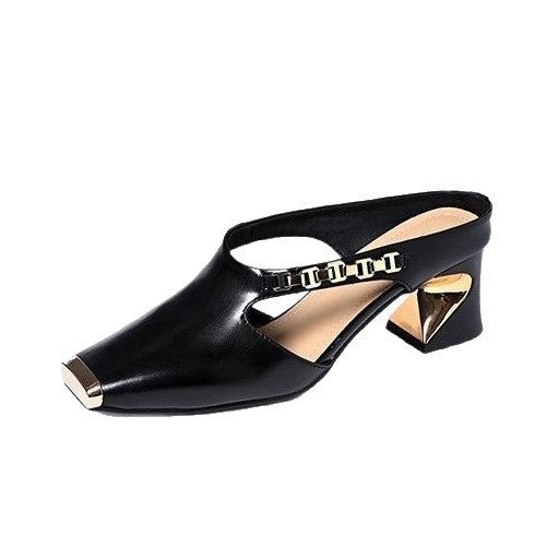 Damen Modische Clogs mit elegantem Glanz-Detail und bequemer Laufsohle EB