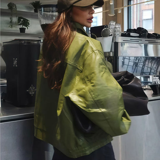 Damen Trendige Oversized-Jacke mit lässigem Schnitt und voluminösen Ärmeln EB