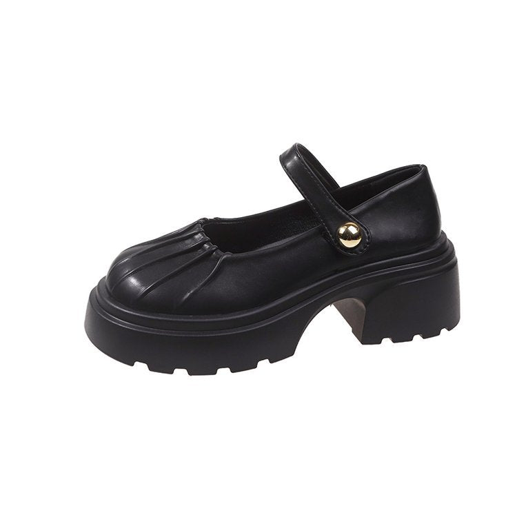 Damen elegante Mary Jane Absatzschuhe mit dekorativem Knopfdetail EB