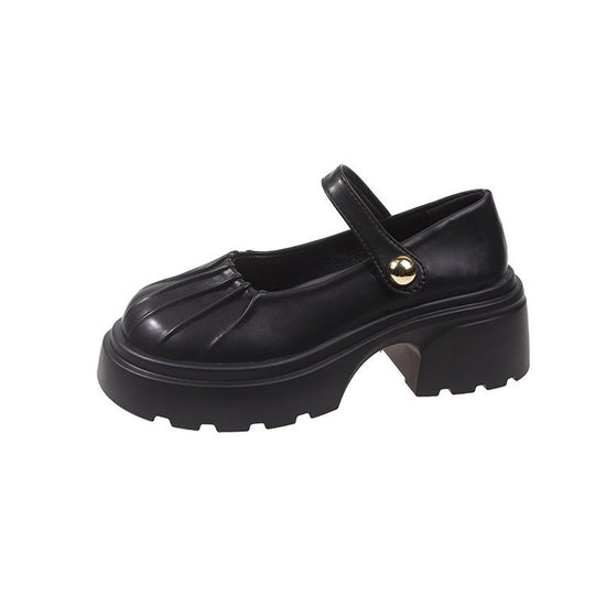 Damen elegante Mary Jane Absatzschuhe mit dekorativem Knopfdetail EB