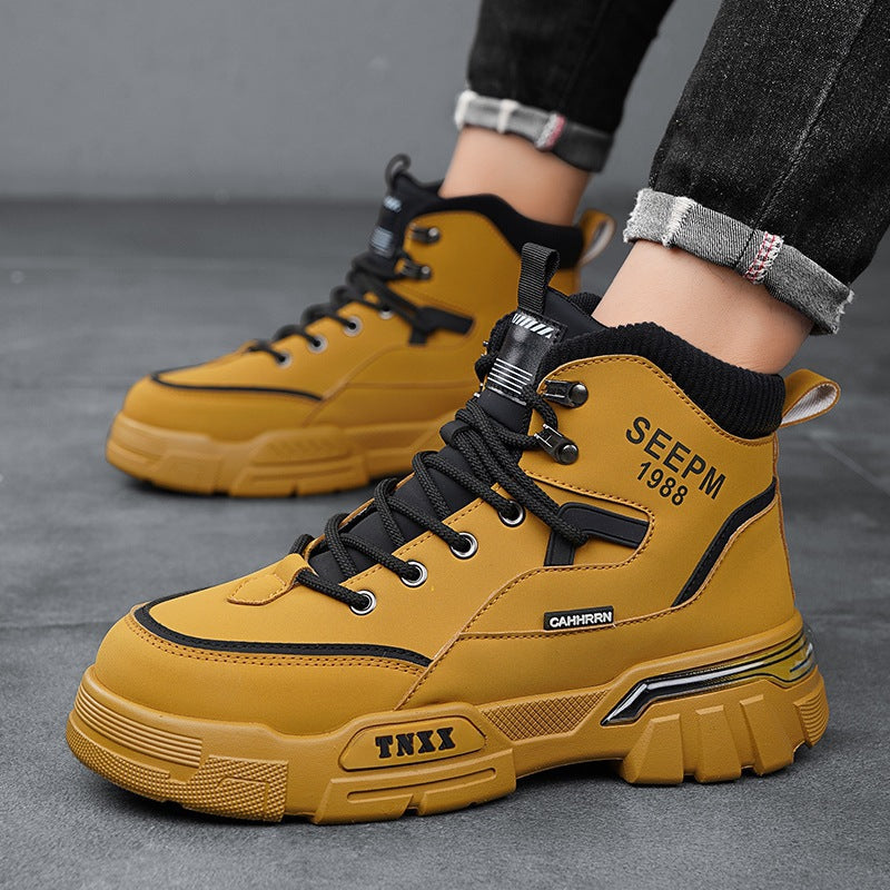 Herren modische High-Top Sneakers mit verstärkter Profilsohle und atmungsaktiver Innenausstattung EB