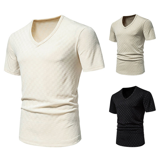 Herren V-Ausschnitt Shirt mit strukturierter Oberfläche EB
