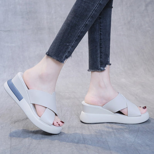 Damen Offene Wedge-Sandalen mit verstellbarem Riemendesign EB