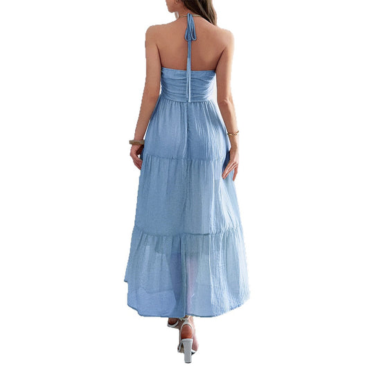 Damen Maxidress mit elegantem Rüschendesign und verstellbaren Spaghettiträgern EB