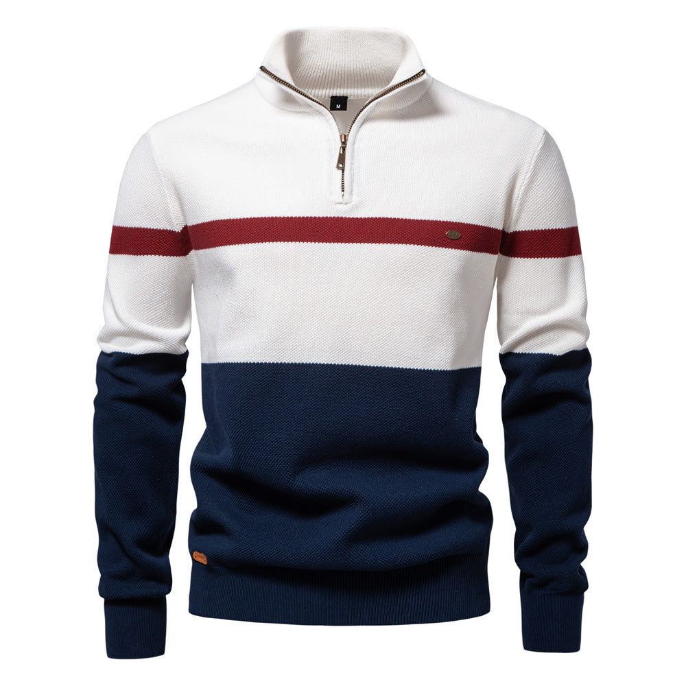Herren Pullover mit Stehkragen und Zipper EB