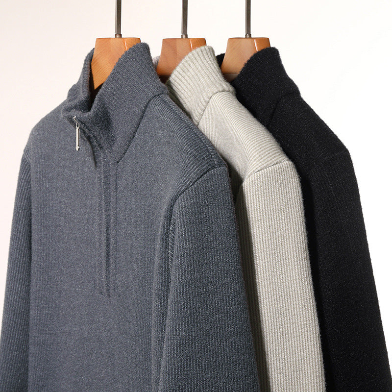 Herren kuscheliger Rollkragenpullover mit Reißverschluss EB