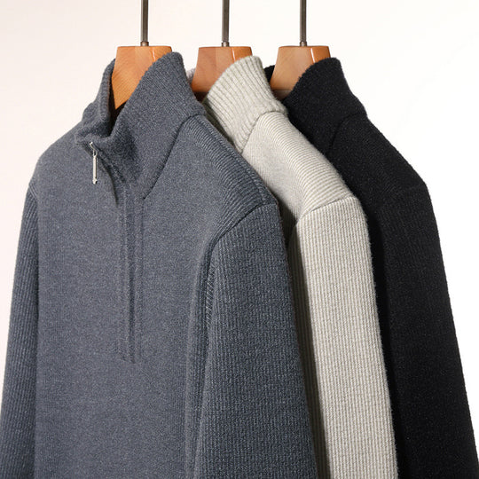 Herren kuscheliger Rollkragenpullover mit Reißverschluss EB