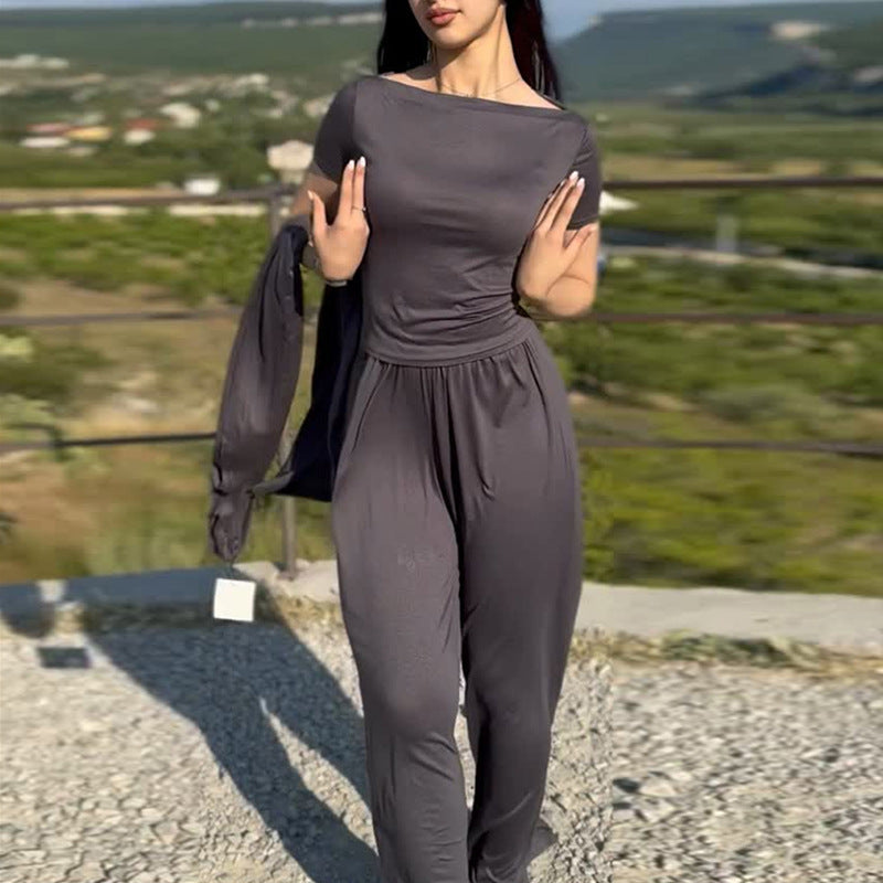Damen lässiger Maxikleid-Anzug mit offenem Cardigan EB