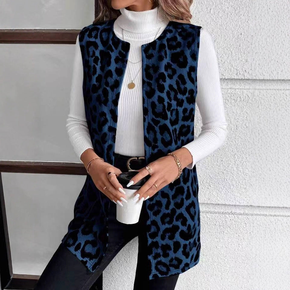 Damen Mode Weste mit Leopardenmuster EB