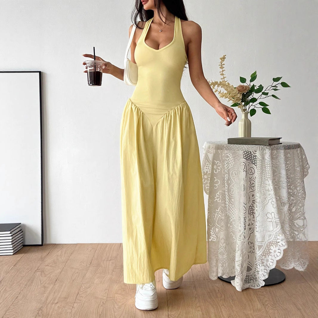 Damen Maxidress mit U-Ausschnitt und fließendem Rock EB