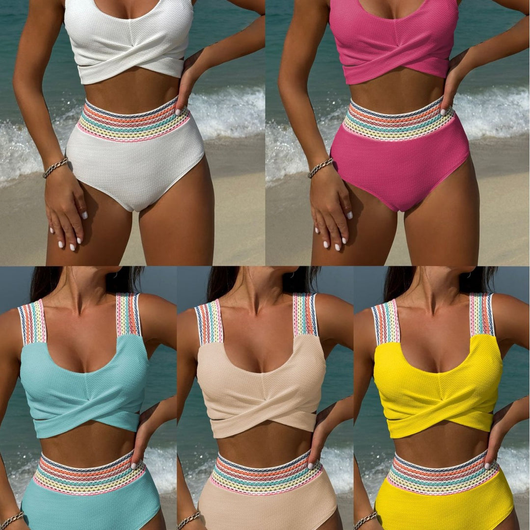 Damen Zweiteiliges Badeanzug-Set mit trendy geflochtenen Trägern EB
