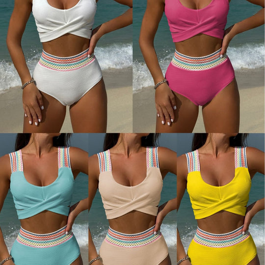 Damen Zweiteiliges Badeanzug-Set mit trendy geflochtenen Trägern EB