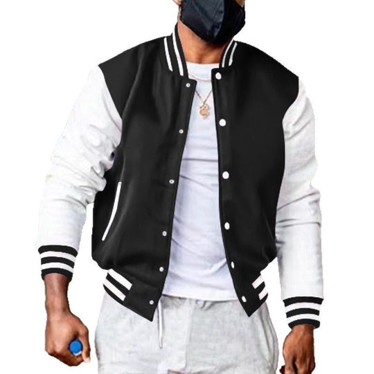 Herren nan varsity-Collegejacke im Retro-Bomberstil mit kontrastärmeln, gestreiften Rippbündchen und Druckknopfleiste EB