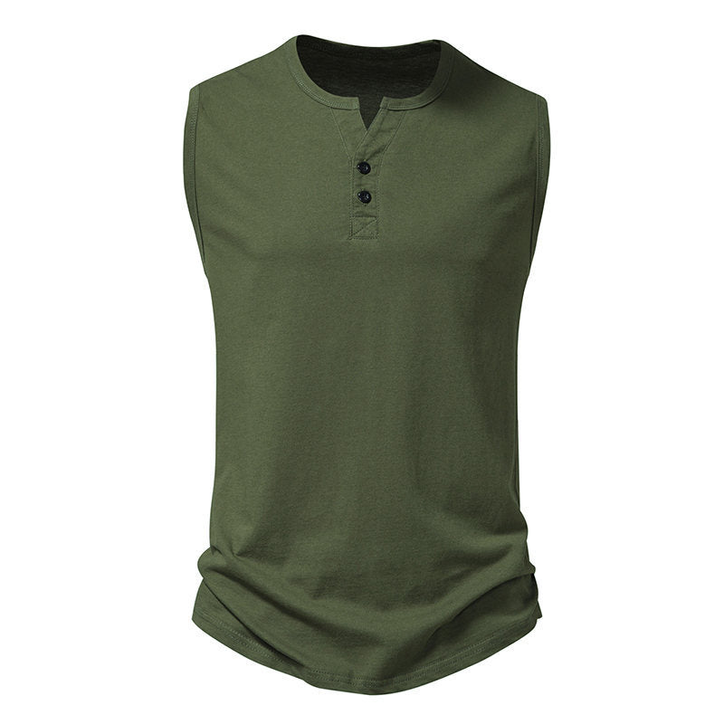 Herren ärmelloses Henley-Shirt mit modernem Knopfdesign EB