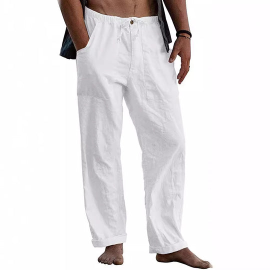 Herren nan leichte Leinenhose mit elastischem Bund und geradem Schnitt EB