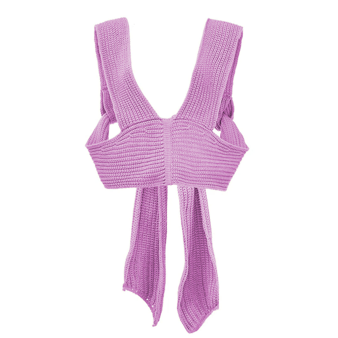 Damen gestricktes Crop-Top mit raffinierten Rückendetails EB