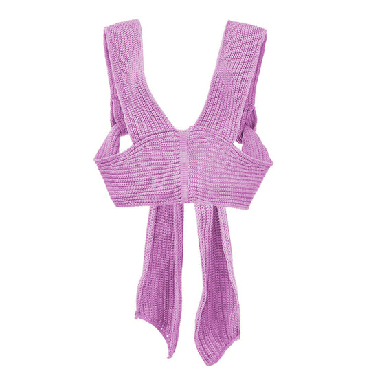 Damen gestricktes Crop-Top mit raffinierten Rückendetails EB
