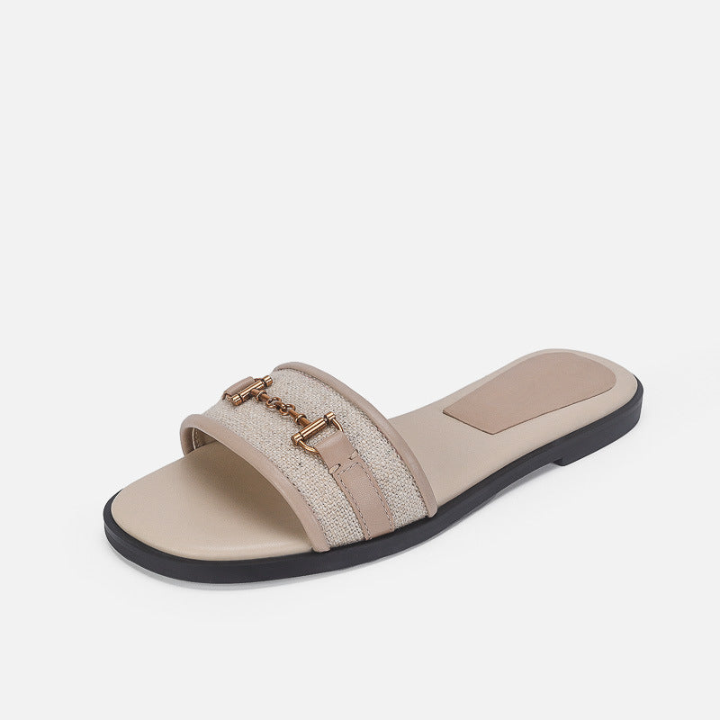 Damen Elegante und luxuriöse Pantoletten mit dekorativen Kettendetails EB