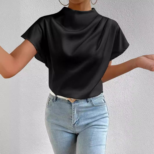 Damen ierte Bluse mit elegantem Stehkragen EB