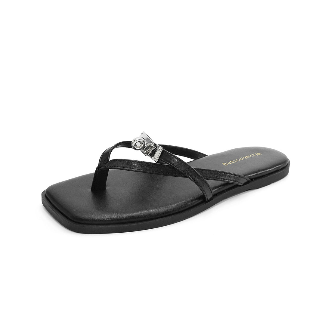 Damen Flip-Flops mit elegantem Riemendesign und modischem Schmuckdetail EB