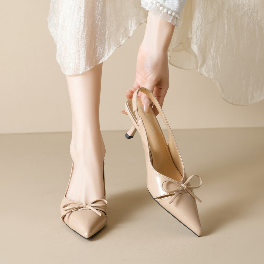 Damen Slingback-Pumps mit modischem Schleifendesign und elegantem Lackfinish EB