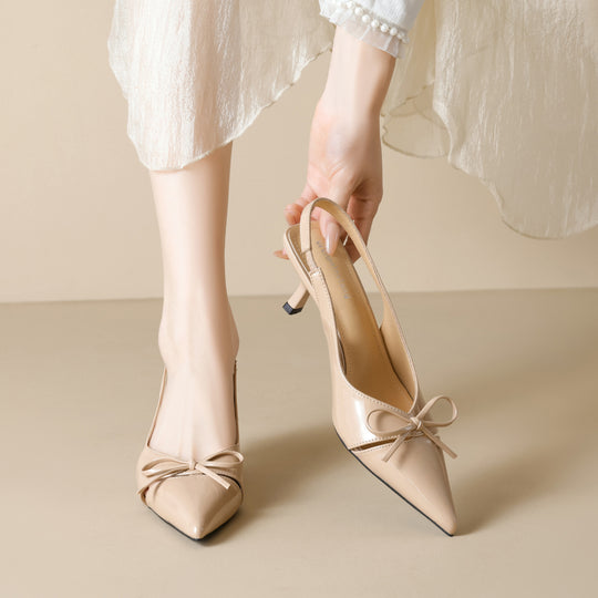 Damen Slingback-Pumps mit modischem Schleifendesign und elegantem Lackfinish EB