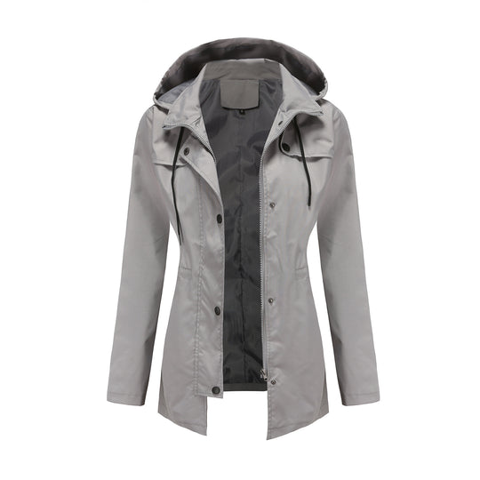 Damen wetterfeste Freizeitjacke mit verstellbarer Kapuze EB
