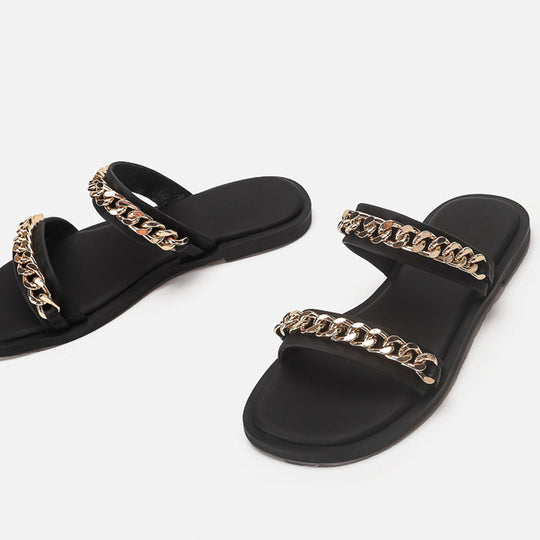 Damen Slides mit luxuriösem Kettendetail EB