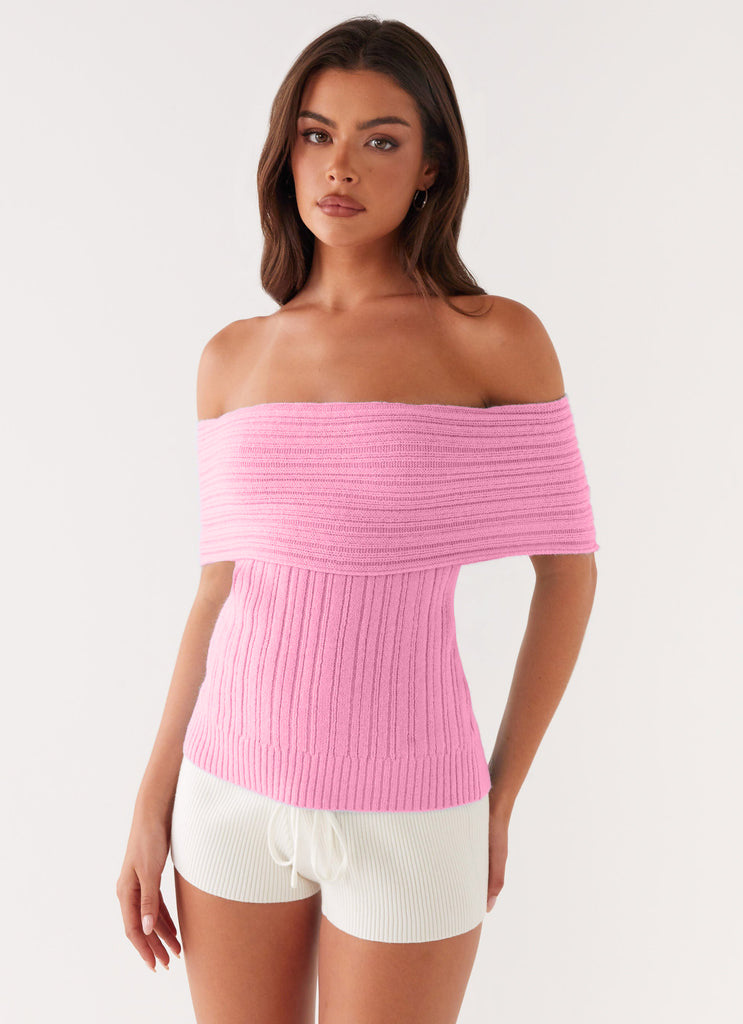 Damen Off-Shoulder Strickoberteil mit Rippstruktur EB