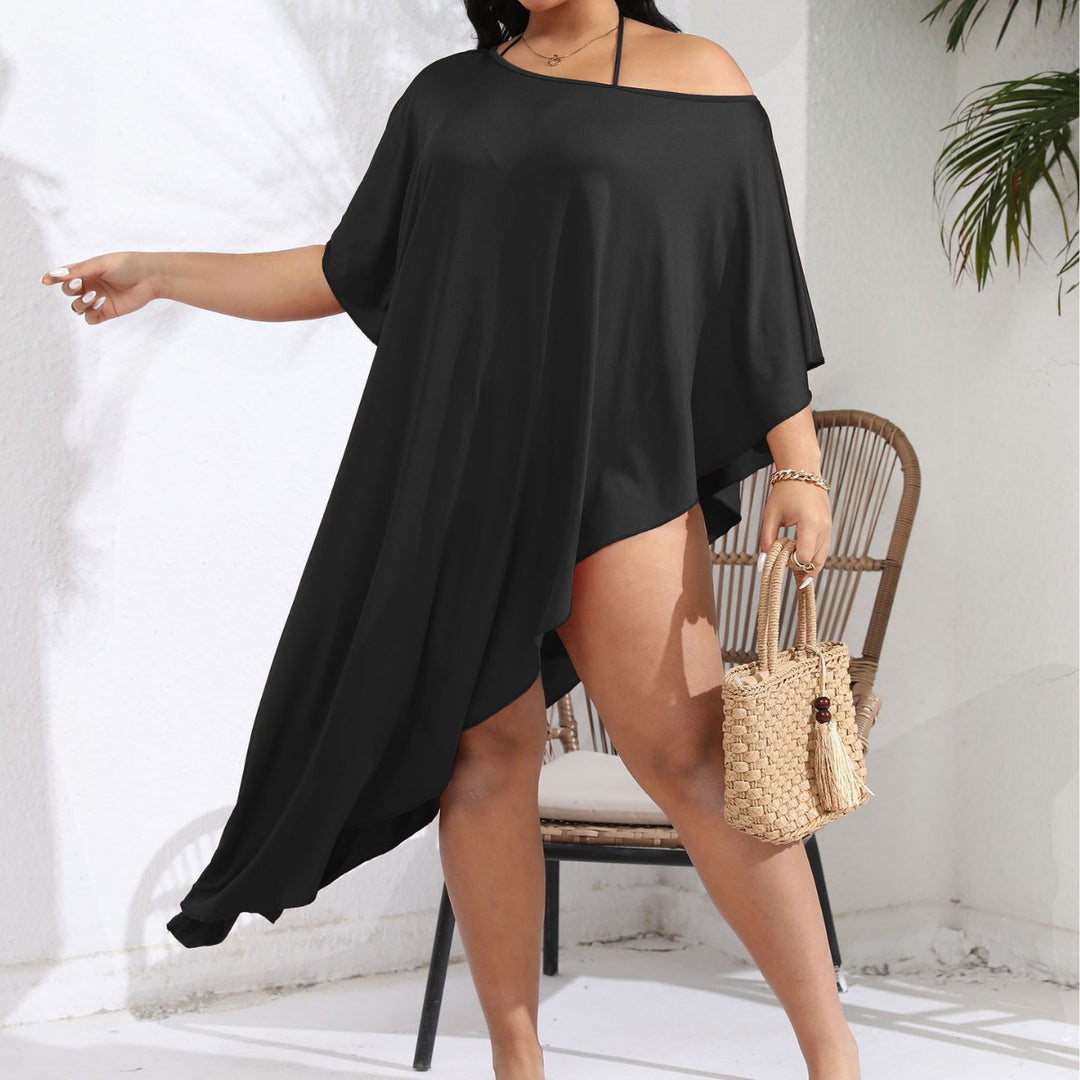 Damen luftiger Strandüberwurf mit elegantem asymmetrischen Schnitt EB