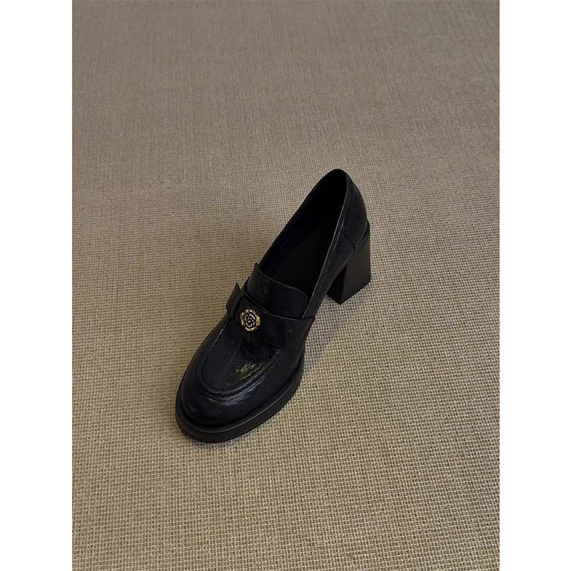 Damen klassisch-elegante Loafers mit Blockabsatz EB