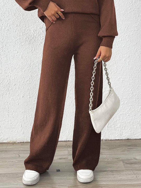 Damen lässige Strickhose mit weitem Schnitt EB