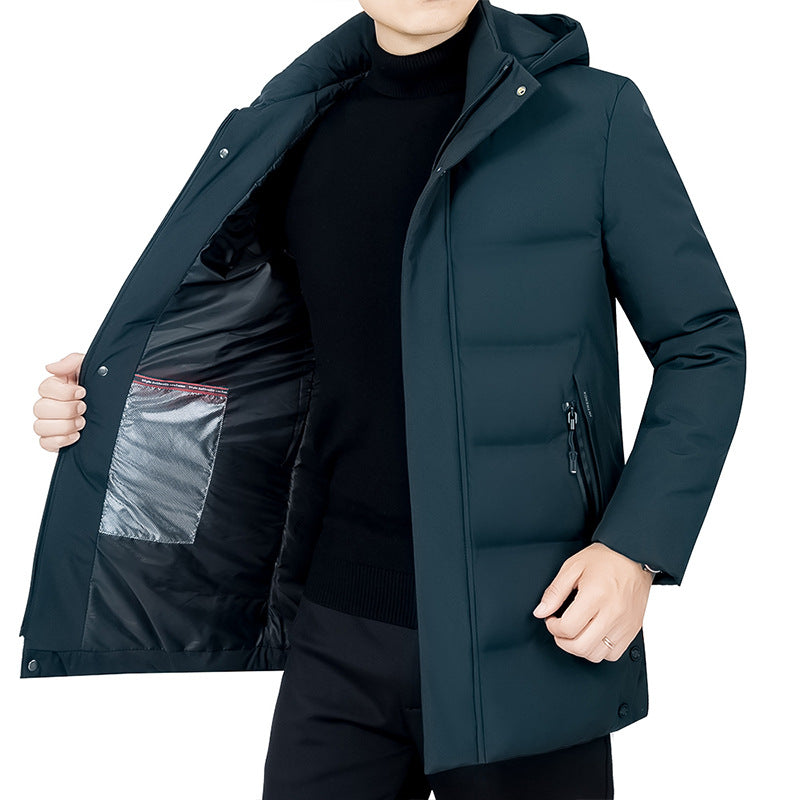 Herren Thermo-Winterkurzmantel mit luxuriösem Kunstfell-Innenfutter und Stehkragen EB