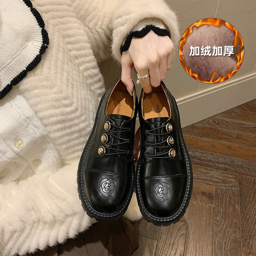 Damen komfortable Schnürschuhe aus hochwertigem Kunstleder mit eleganter Schnallenverzierung EB